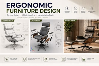 design ergonomic furniture with 3d cad and manufacturing ready files