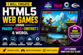 create HTML5 games using pixijis phaser 3 mugen engine construct 3 webgl game