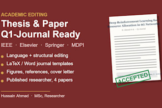 edit and format your thesis or paper for q1 journals