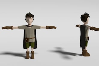 model low poly 3d, characters for games, rig and animation