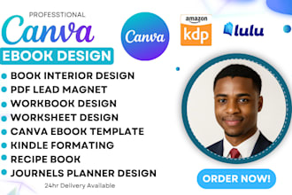 design canva ebook, workbook, cookbook, kdp journal ebook formatting lead magnet