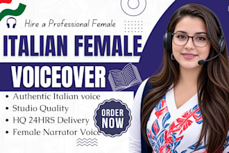 record authentic italian female voiceover for commercial videos in HQ 24hrs