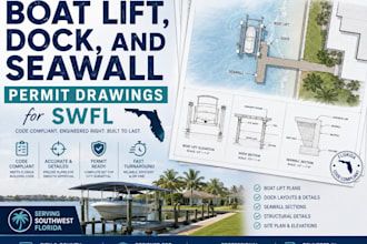 design boat lift, dock, and seawall permit drawings for swfl