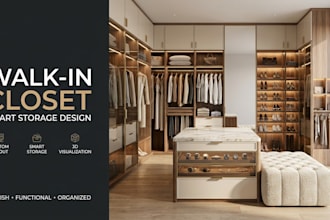 design a stylish walk in closet with smart storage