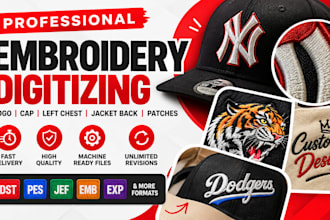do professional embroidery digitizing, logo digitizing, dst pes