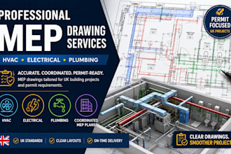 design mep, hvac, electrical and plumbing drawings for building permits
