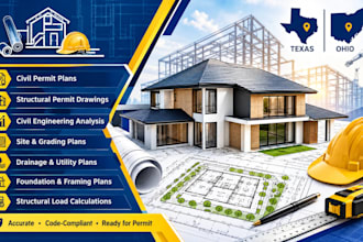 draw civil and structural permit plan, civil engineering analysis in texas ohio