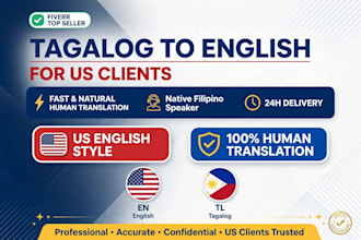 translate tagalog to english for US clients natural translation