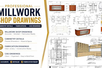 create millwork shop drawings, cabinetry details, fabrications and cad drawings