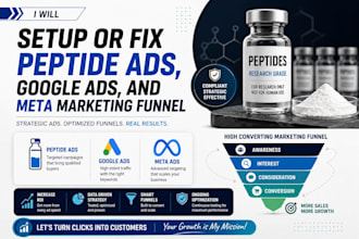 setup or fix peptide ads, google ads, and meta marketing funnels
