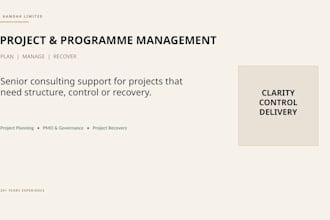 manage, plan or recover your project or programme