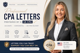 prepare US CPA letter, comfort letter, income verification, mortgage letter
