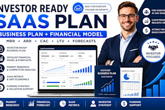 write an investor business plan and financial model for saas startups