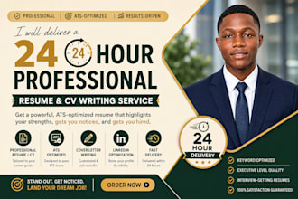 create a professional ats resume or CV with 24hour delivery