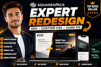 build squarespace website redesign, design, update squarespace website code fix
