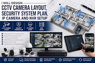 design cctv camera layout, security system plan, IP camera and nvr setup