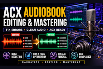 edit, distribute and narration acx audiobook and master your acx audiobook