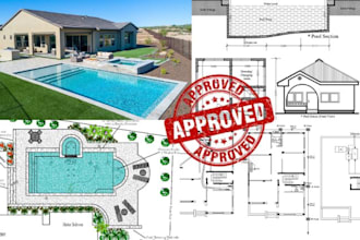 draw swimming pool permit plans, site plans and contruction drawings