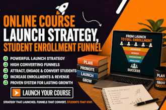 create online course launch strategy, sales funnel, student enrollment funnel