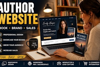 design an author website, book author website, writer website ebook landing page