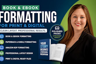 do book and ebook formatting, paper back, amazon kdp and kindle formatting
