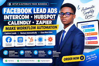 do facebook lead ads interocom hubspot calendly zapier make workflow automation