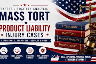 provide expert litigation analysis mass tort, product liability and injury cases