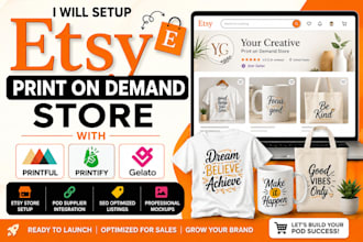 setup etsy print on demand store shopify pod shop with printful printify gelato