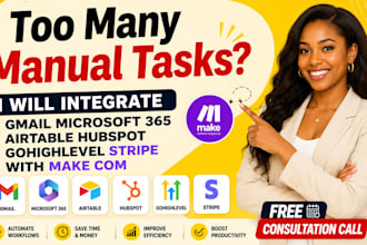integrate gmail microsoft 365 airtable hubspot gohighlevel stripe with make com