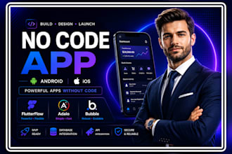 build a no code app using flutterflow, adalo or bubble io and build mvp app