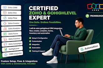 do zoho gohighlevel CRM integration, flow, creator, analytics, forms, inventory
