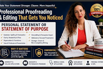 professionally proofread or edit your personal statement or statement of purpose