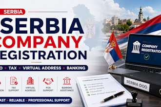 register serbia company doo llc,virtual address, tax, banking and poa service