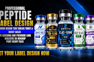 peptide label peptide vial label design vial label design product label design