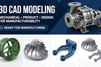 create 3d cad modeling, mechanical parts 3d cad design for manufacturing