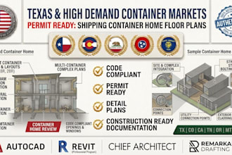 shipping multi container home floor plan and permit design drawing