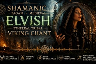 sing shamanic pagan, medieval chant, elvish vocals, ethereal tribal viking chant