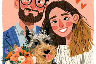 couple portrait wedding portrait illustration