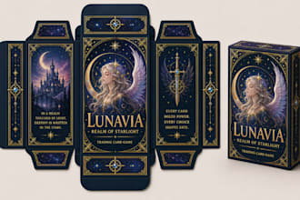 design card game box, tcg deck box, mpc tuck box, dieline with box packaging
