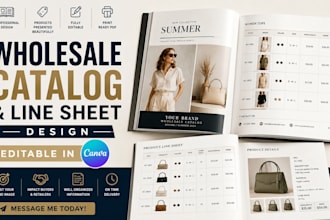 design a wholesale catalog and product line sheet in canva