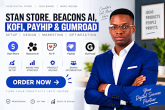 setup stan store, beacons ai, stan store marketing, kofi, gumroad, payhip