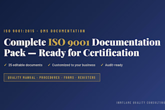 create a complete iso 9001 2015 qms documentation pack for your business