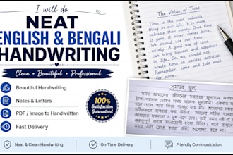 do neat and beautiful handwriting in english and bengali