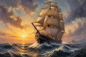 create ship oil painting for you