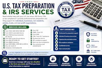 handle US tax preparation, 1040, 1120, itin, 1099 w2, w3, w7, w9 and irs forms
