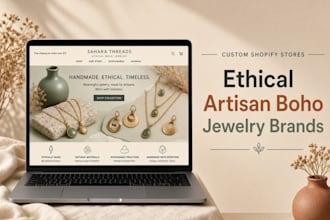 create a custom shopify store for ethical artisan boho jewelry, lifestyle brand