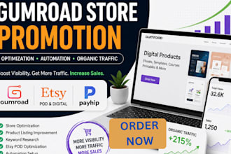 promote gumroad website digital seo pod etsy product automation organic traffic