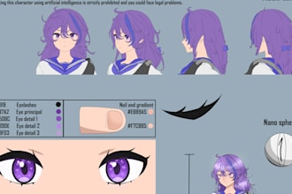 design a professional anime model sheet ready to use