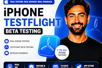 provide 12 testers or 20 testers for iphone testflight beta testing and feedback