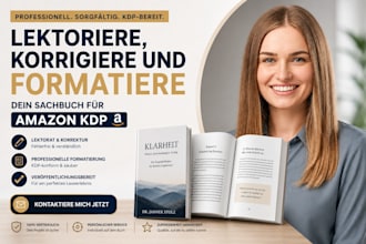 lektoriere, korrigiere und formatiere dein sachbuch für amazon kdp